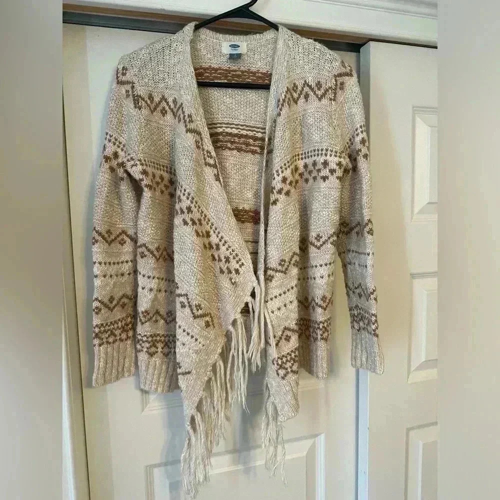 Old Navy Women’s Open Front Cardigan Wrap Sweater Fringe Southwest Western Sz S